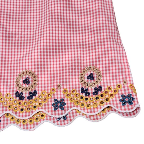 Madewell Embroidered Gingham Sleeveless Tank Plaid Sunset 100% Cotton Red XXS - Picture 8 of 8